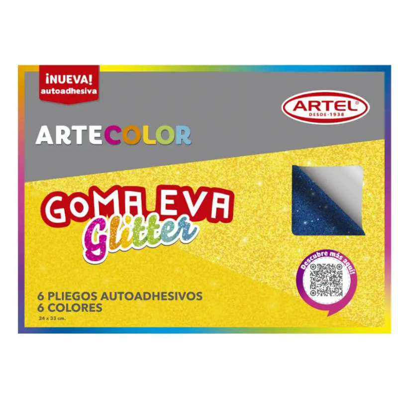 Estuche Artecolor Goma Eva Glitter Adhesivo Artel