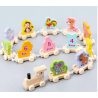 TREN DE ANIMALES Y  NÚMEROS MADERA