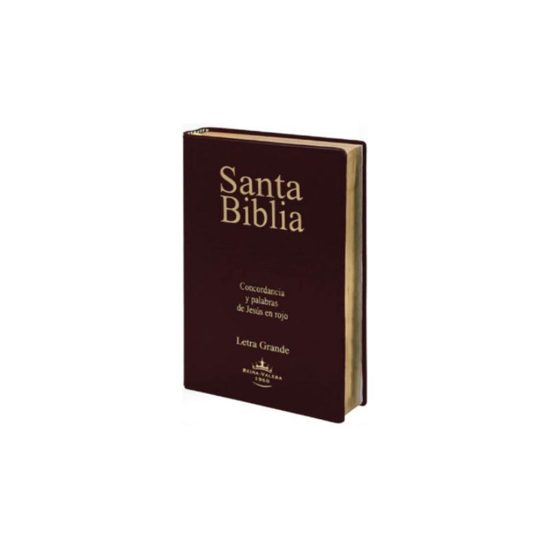 SANTA BIBLIA, PALABRAS DE JESUS EN ROJO, LETRA GRANDE, COLOR VINO