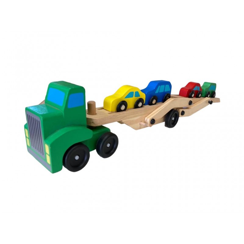Camión de madera con autos