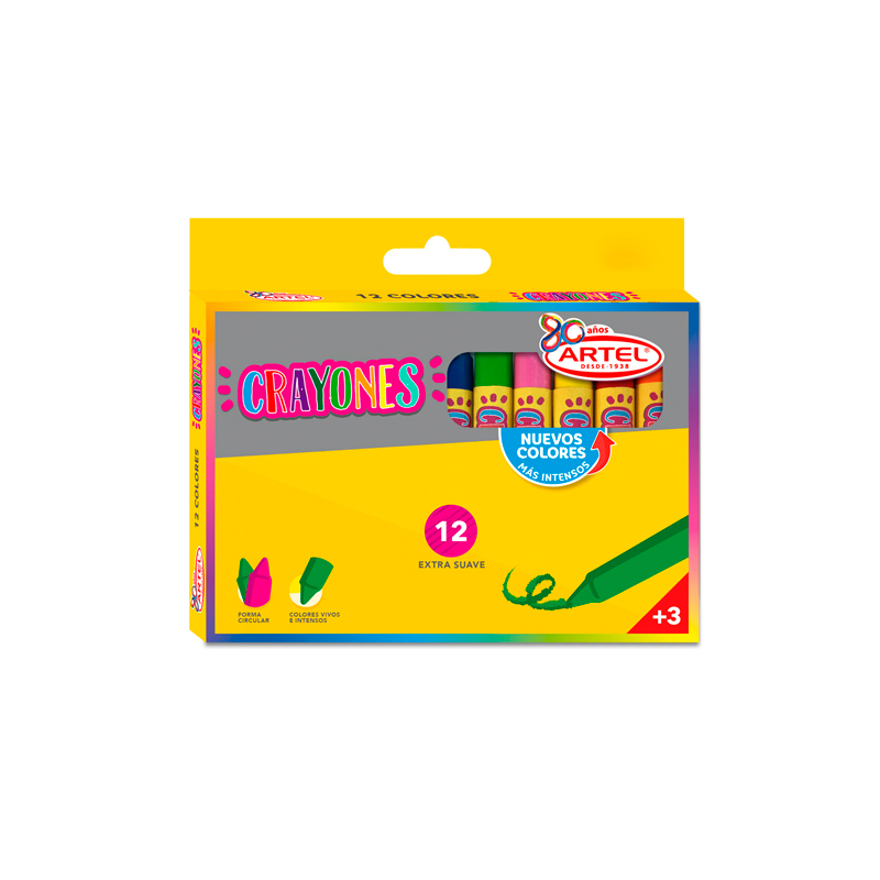 Crayones 12 colores suaves. Artel