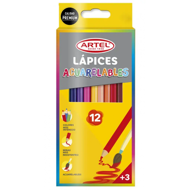 Estuche 12 Lápices Acuarelables. Artel