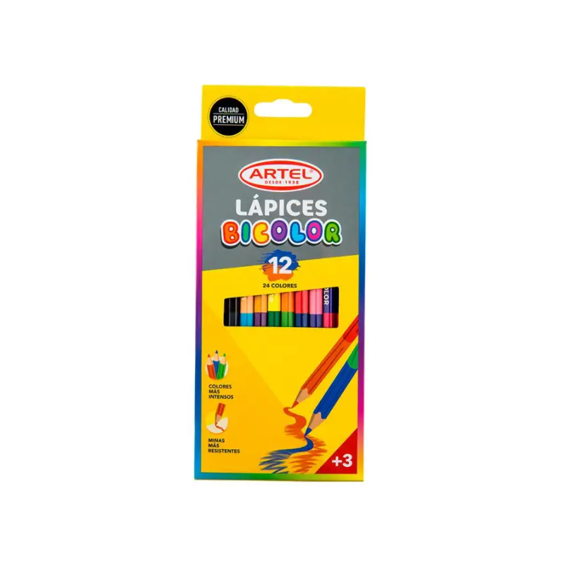 Estuche 12 Lápices bicolor. Artel