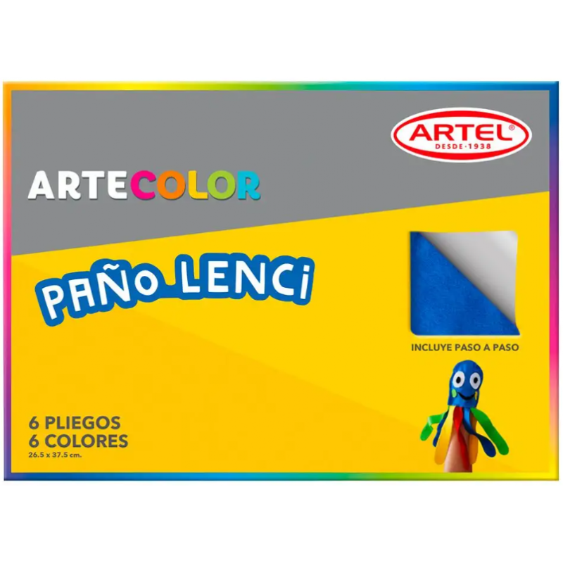 Paño Lenci 6 pliegos, 6 colores. Artel